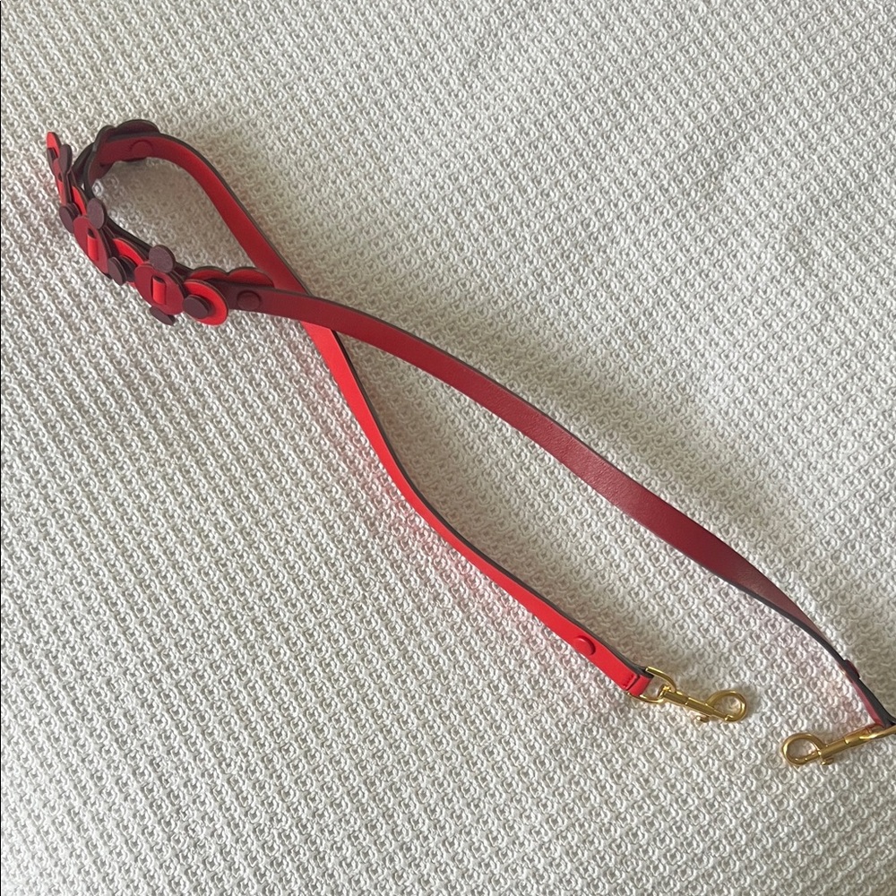 Anya Hindmarch Red Leather Strap with Floral Accent